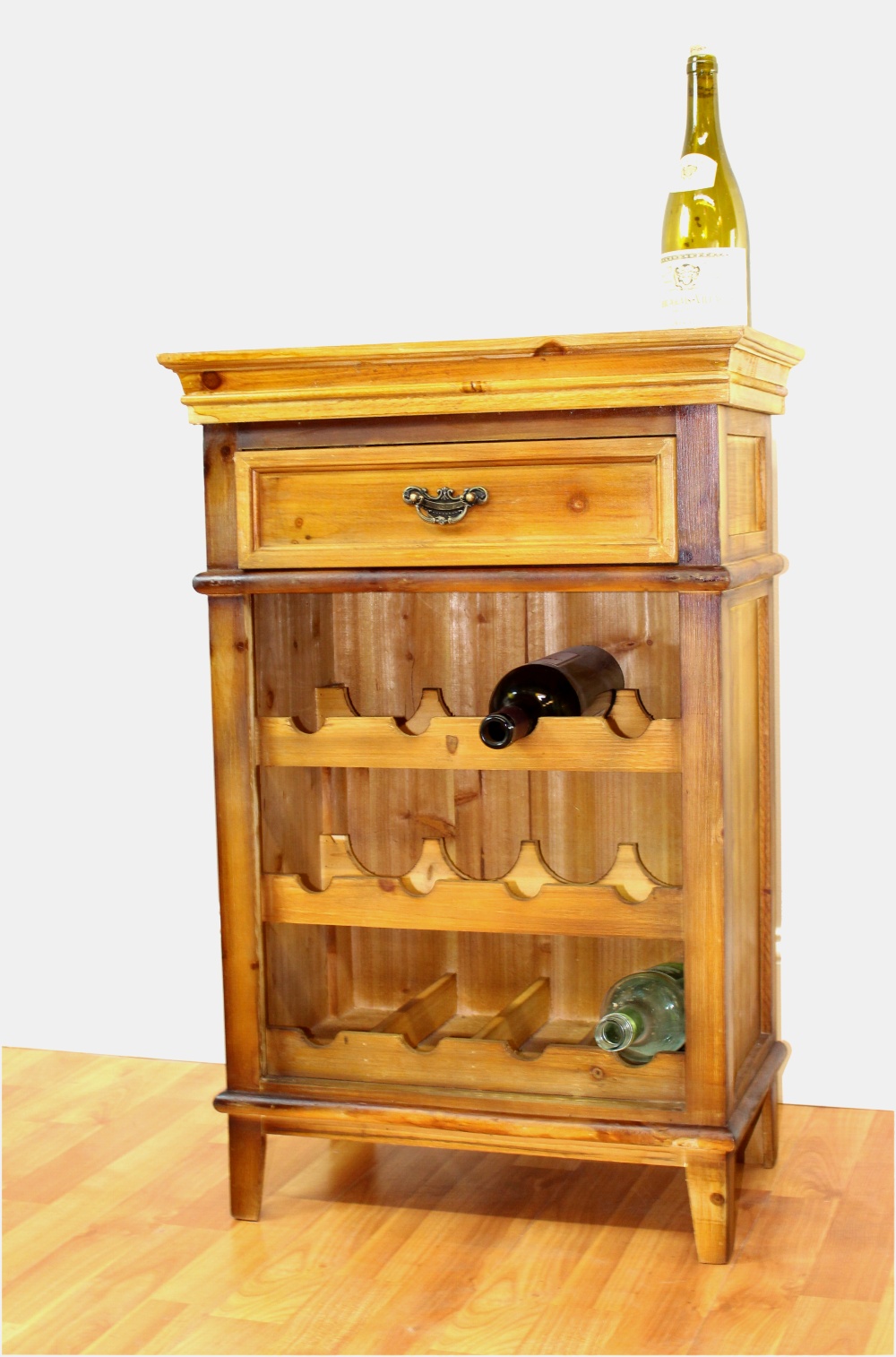 Wood End or Side Table Wine Rack for Home Bar Furniture Made from Pine Wood