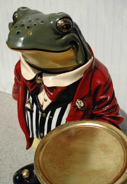 2' Frog Tuxedo Waiter Statue w/ Serving Display with Tray