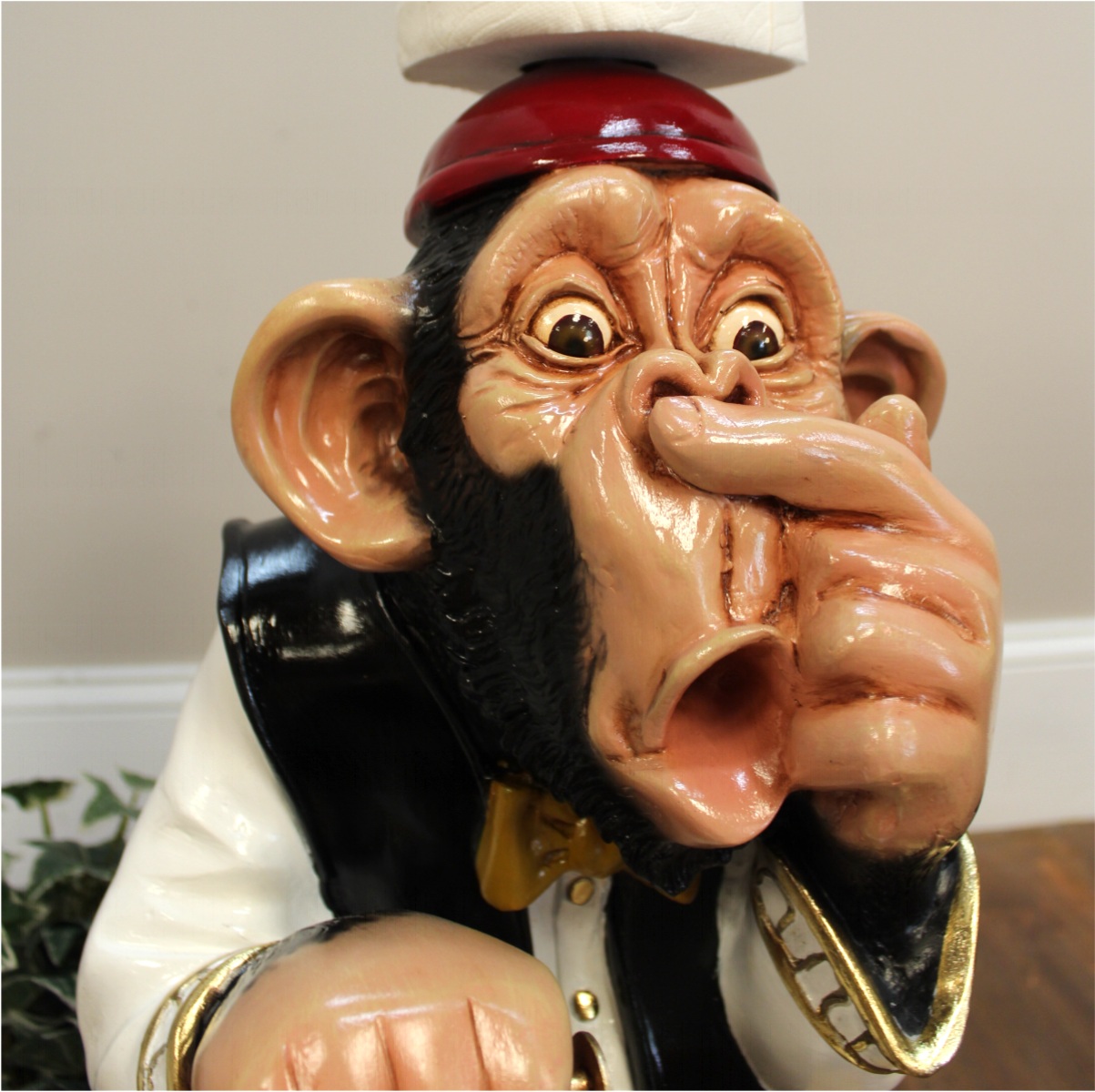Monkey Butler Toilet Paper Holder Nose 3' STATUE Funny Ape Plunger on