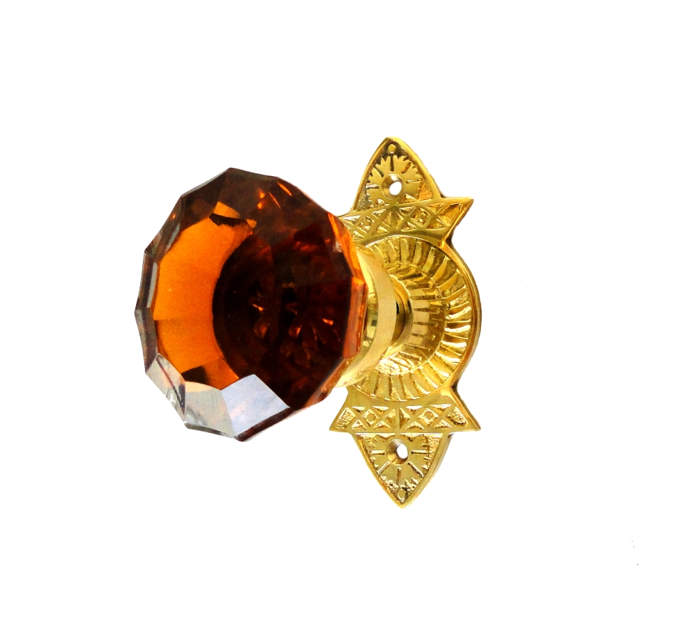 Victorian Reproduction Door Hardware Passage Set Amber Glass knobs Frisco 1 The Kings Bay