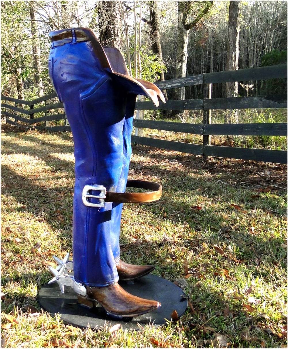 Cowboy Bar Stool W Belt Foot Rest Spurs Boots Western Jeans Furniture
