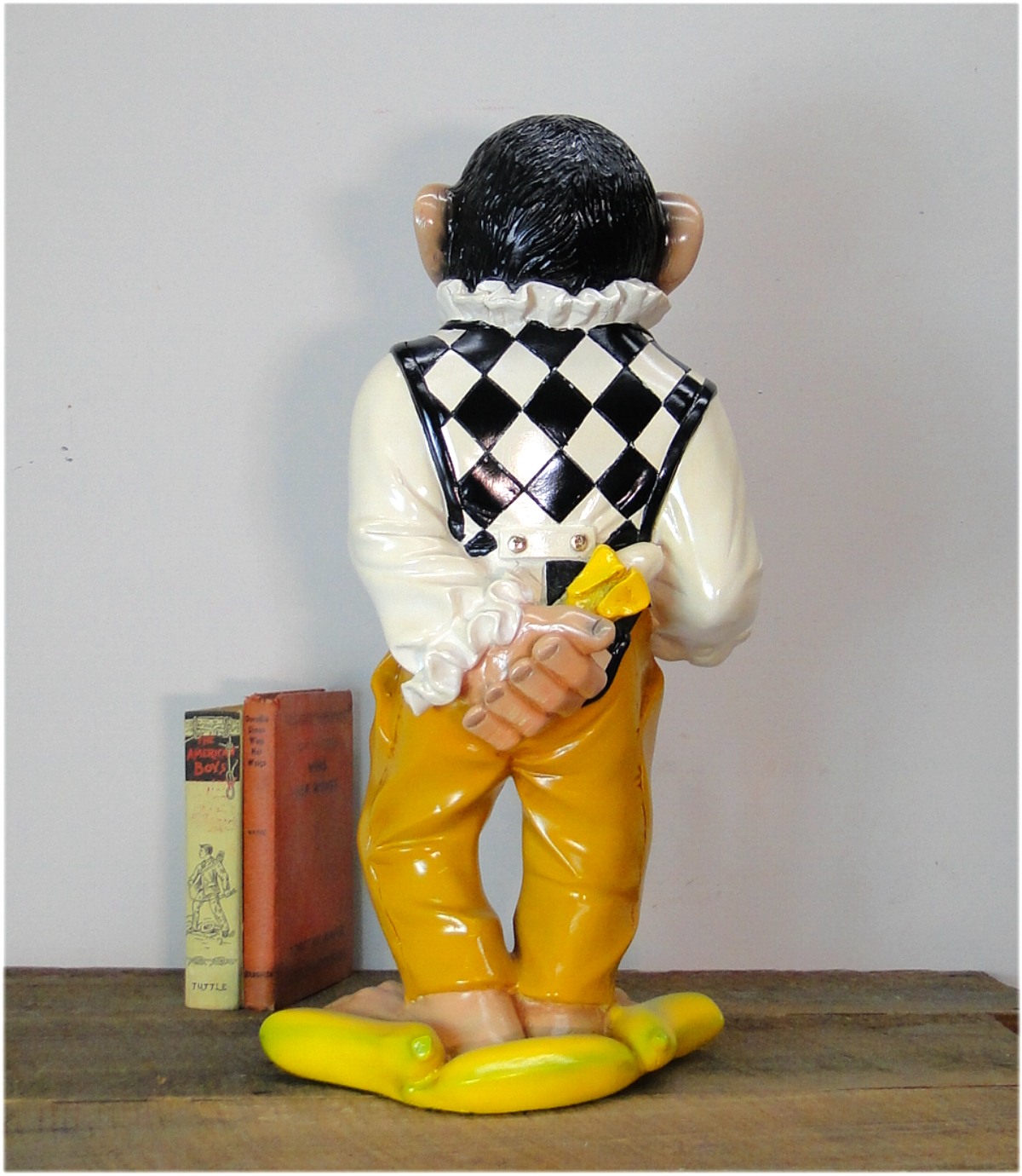 2' Tall Monkey Butler Ape STATUE w Silver tray, Suit & Bow Tie, Bar