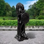 6 ft bronze native american indian chief statue with shield and spear