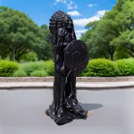 6 ft bronze native american indian chief statue with shield and spear