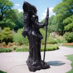 6 ft bronze native american indian chief statue with shield and spear