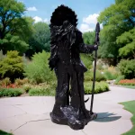 6 ft bronze native american indian chief statue with shield and spear