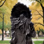 6 ft bronze native american indian chief statue with shield and spear