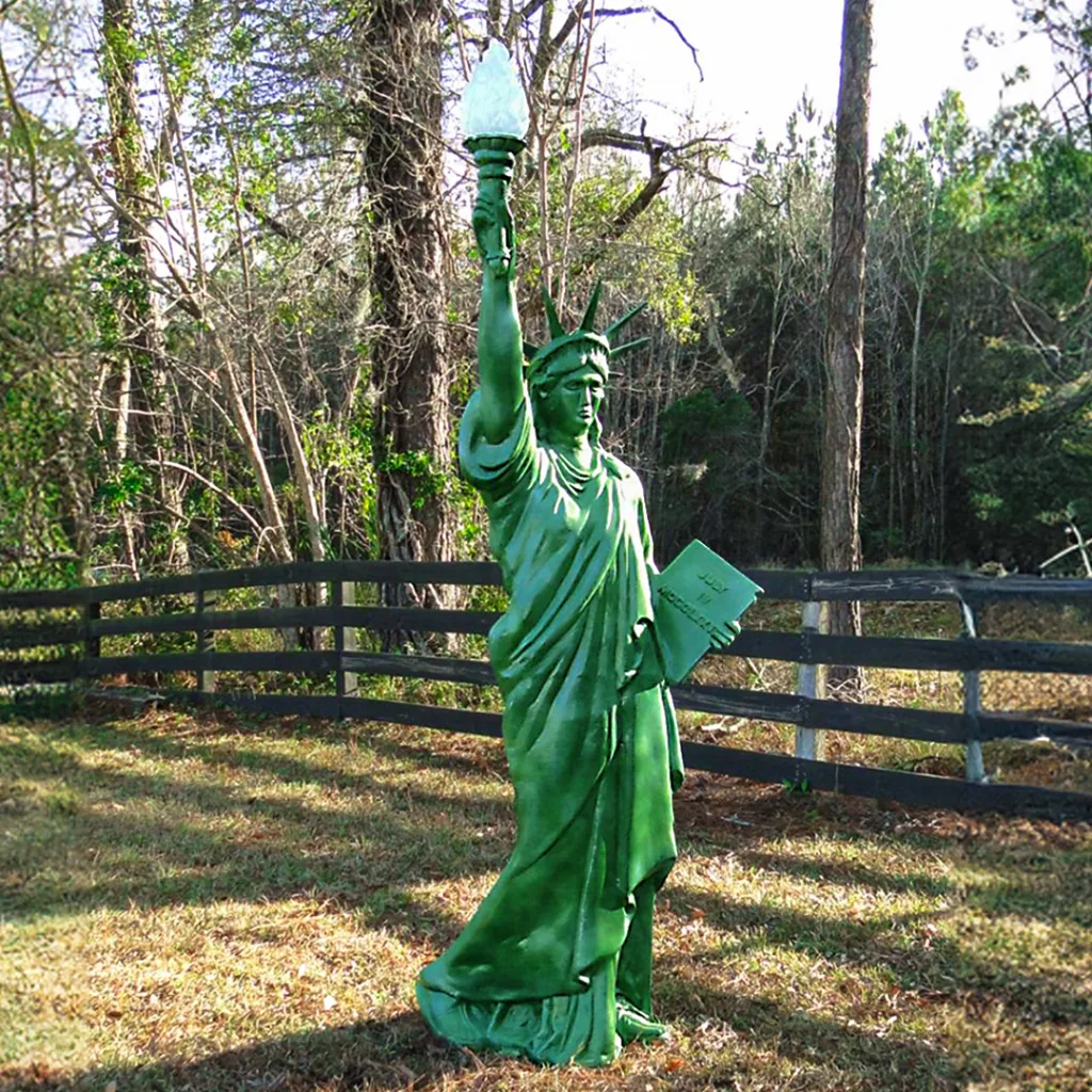 7 ft lighted statue of liberty garden statue with glass flame shade