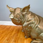 large lifesize aluminum pig statue in black or gold