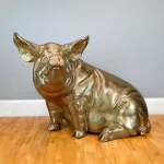 large lifesize aluminum pig statue in black or gold