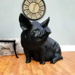 large lifesize aluminum pig statue in black or gold