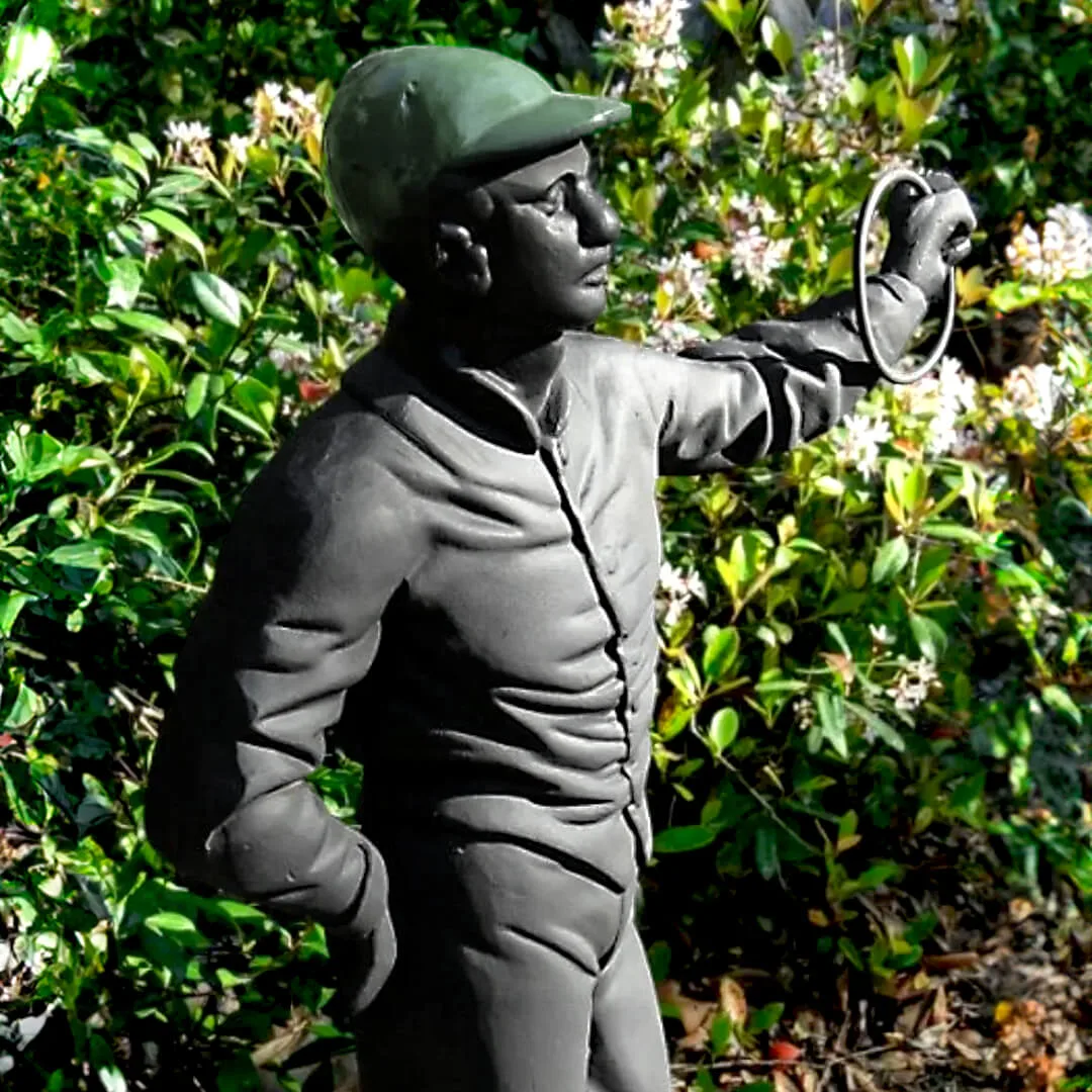 Lawn Jockey Garden Statue – Large Antique Style Metal Equestrian Sculpture Outdoor Decor