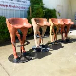 pair of horse tail bar stools with foot rests
