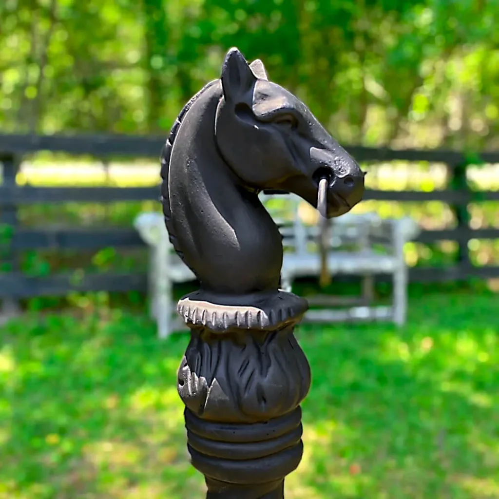 victorian style cast aluminum horse head hitching post