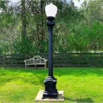 rams head light pole outdoor fixture for commercial or residential use 87 inches tall