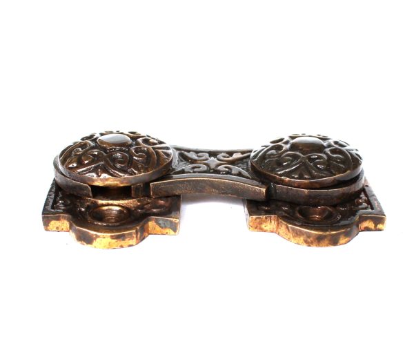 Victorian Bronze Swivel Surface Catch with Knobs Hardware Cabinet Restoration
