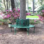 victorian tree surround garden bench vintage replica aluminum no rust green