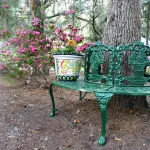 victorian tree surround garden bench vintage replica aluminum no rust green