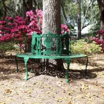 victorian tree surround garden bench vintage replica aluminum no rust green