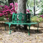 victorian tree surround garden bench vintage replica aluminum no rust green