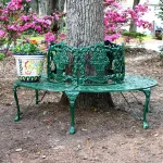 victorian tree surround garden bench vintage replica aluminum no rust green