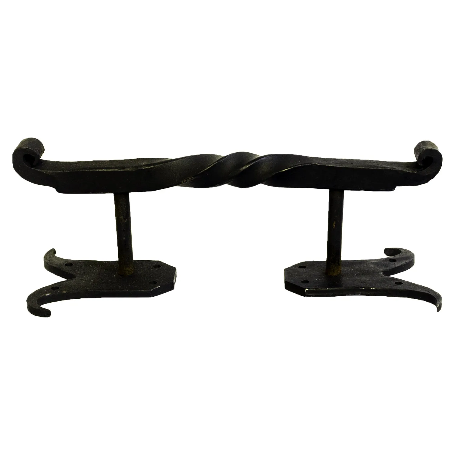 Twisted Door Handle in Wrought Iron 9.5 Inch with Curled Ends and Flared Ends - Image 2
