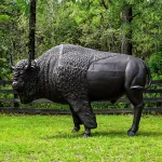 bronze painted life size bison statue in metal bison huge dark rich finish