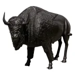 bronze painted buffalo life size statue in metal bison huge dark rich finish
