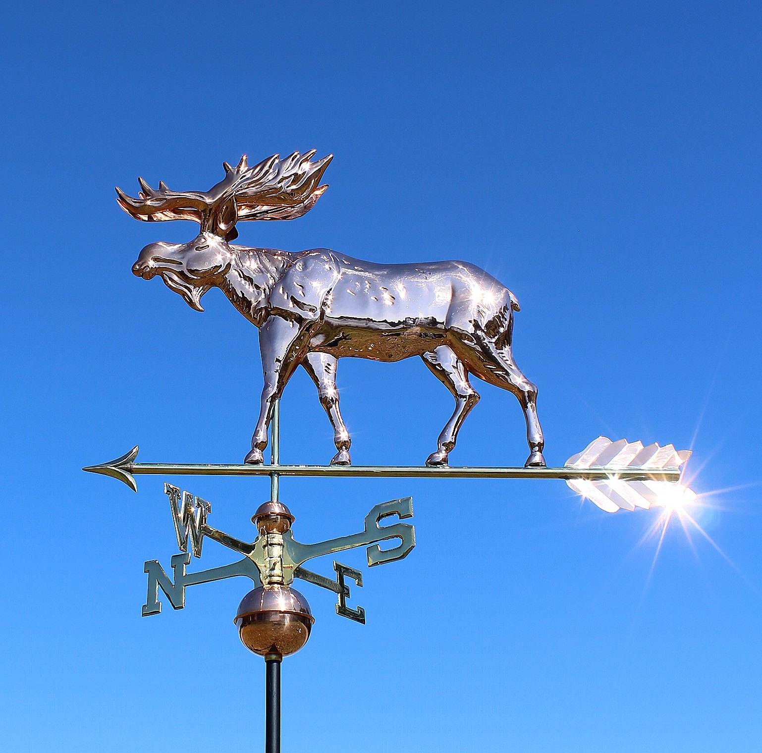 Moose 3D Bull Weathervane Antiqued Copper Finish Elk Weather Vane HandCrafted 