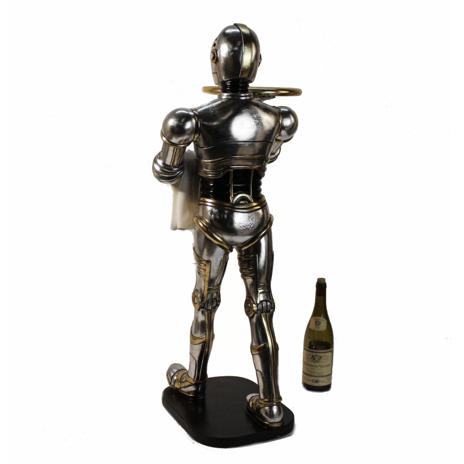 Silver Robot With Tray 3 Foot Statue Movie C3PO Star Wars Butler Kitchen Bar Use 