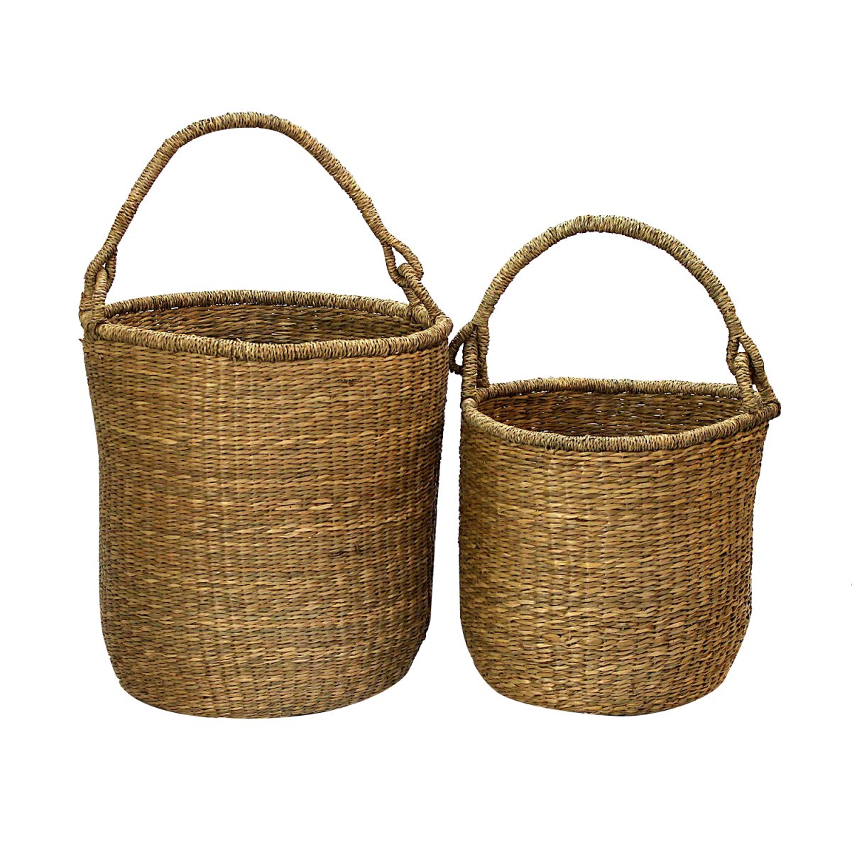 Hand Woven Seagrass Baskets with Handles Set of 2 | The Kings Bay