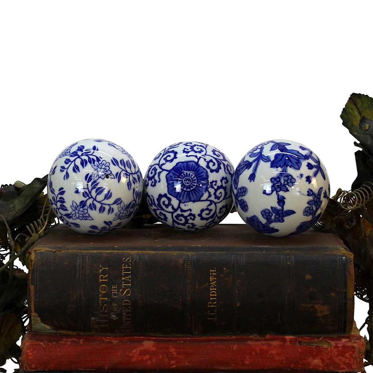 Classic Cobalt Blue and White Porcelain Decorative Balls ...