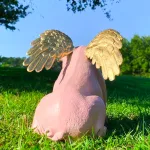 adorable pig with gold wings statue in non rust aluminum when pigs fly