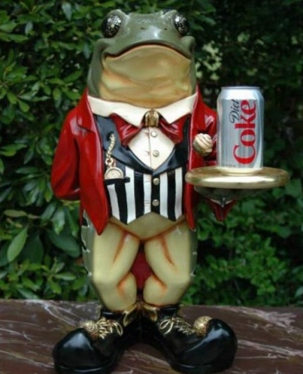 2 Ft Tuxedo Frog Waiter Statue w/ Serving Display Old Mr Toad Butler 