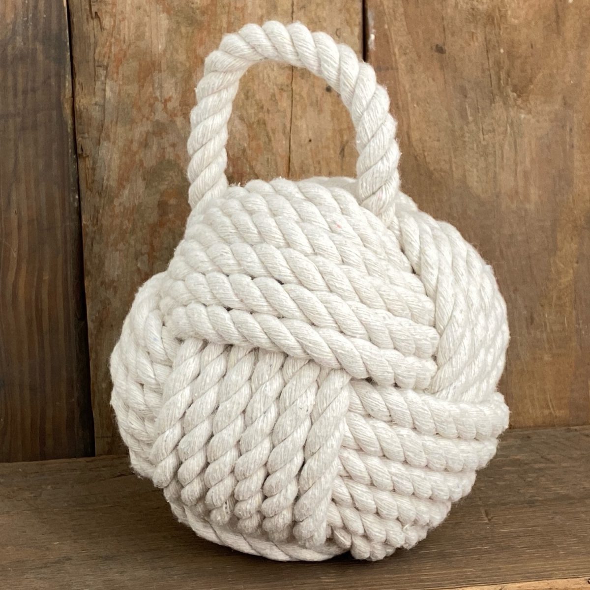 Large Heavy Rope Cube Ball Hessian Brown Square Knot Nautical Door Stop