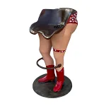 pair of cow girl bar stools with red polka dot bikini