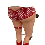 pair of cow girl bar stools with red polka dot bikini