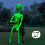 life size alien statue drinking aluminum glow in dark