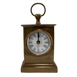 Colonial Antique Brass Manor Clock for Desk or Mantel