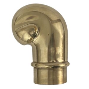 Brass Scroll Bar Rail End Cap with Curled Design 2 Inches