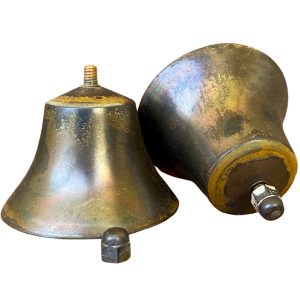 Pair Rough Aged Bells Shopkeepers Door Solid Brass 3 1/4″ at Base by 2 3/4″ Tall