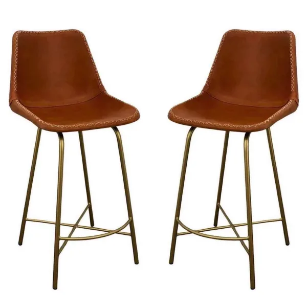Pair of Western Style Leather Bar Stools