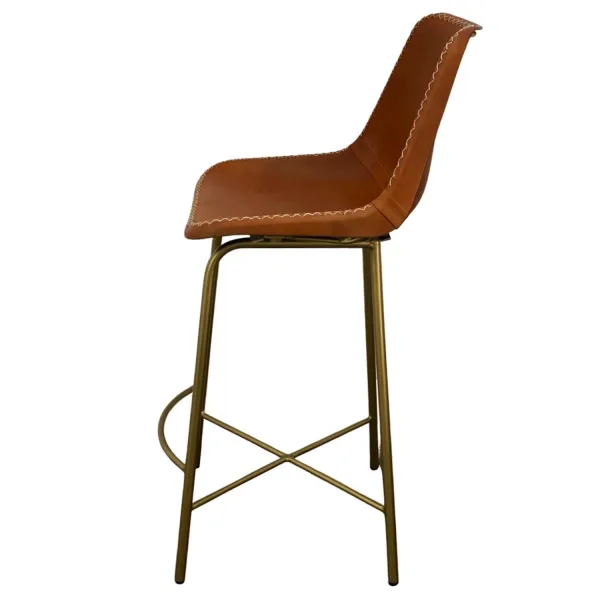 Pair of Western Style Leather Bar Stools - Image 2