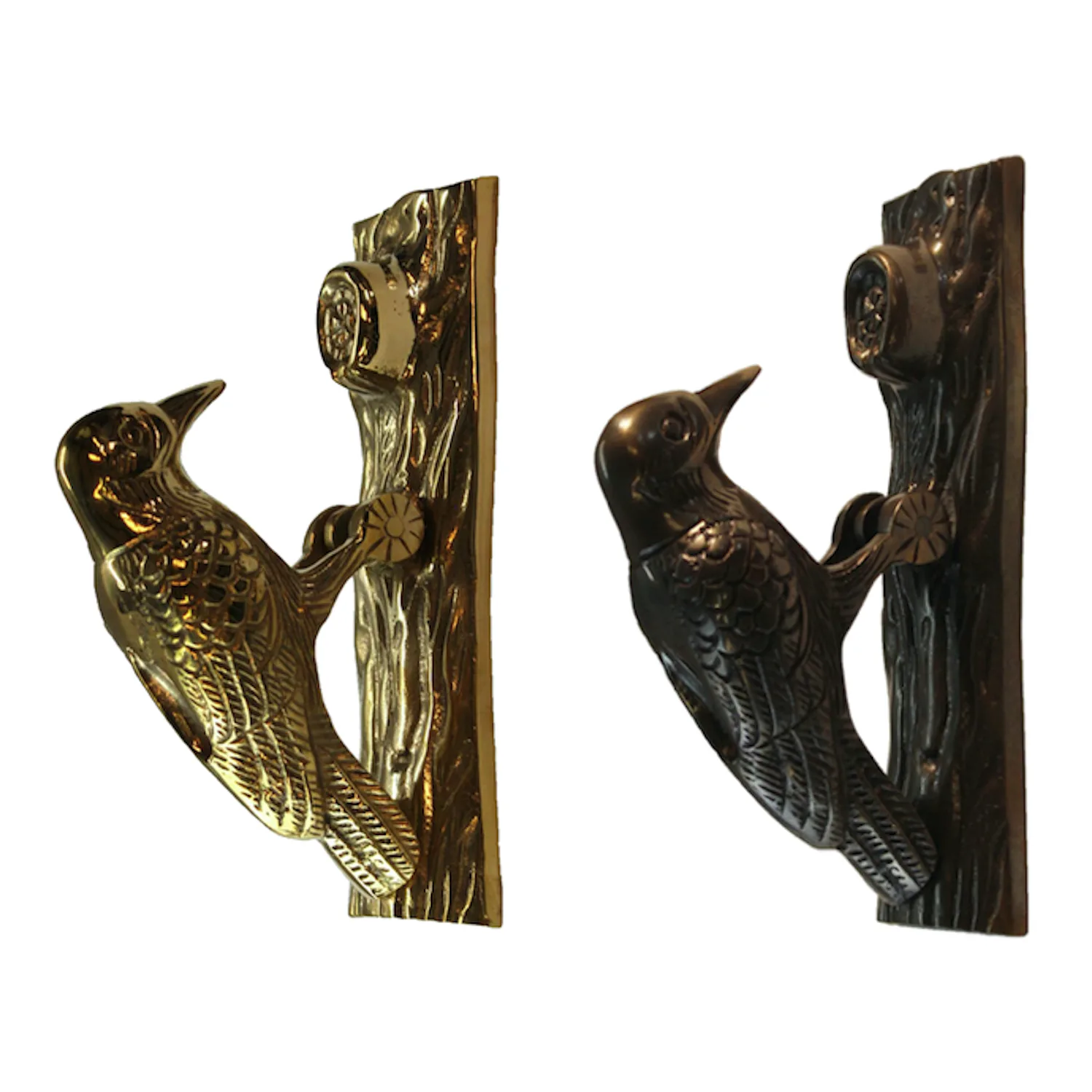 Wood Pecker Door Knocker in Solid Brass or Bronze