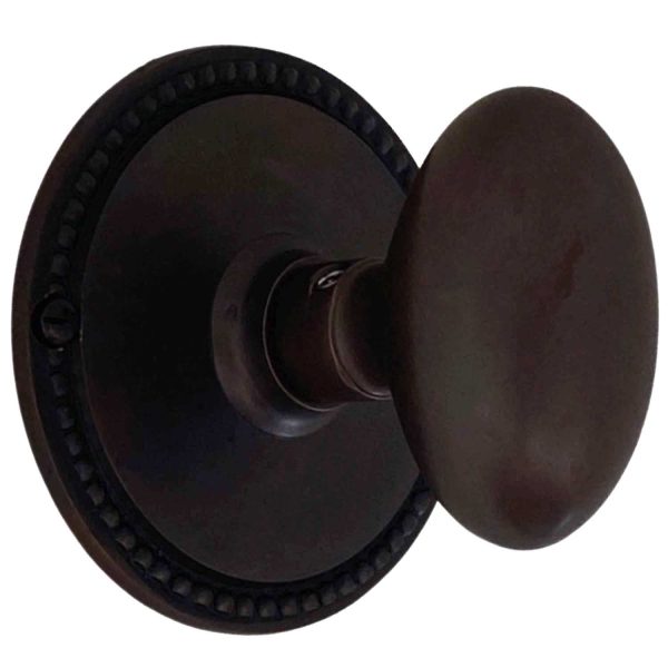 dummy oval knob set with bronze finish large beaded rosettes