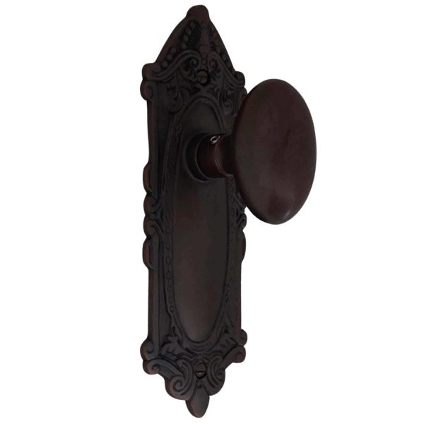 the milford passage set in bronze finish with oval door knobs