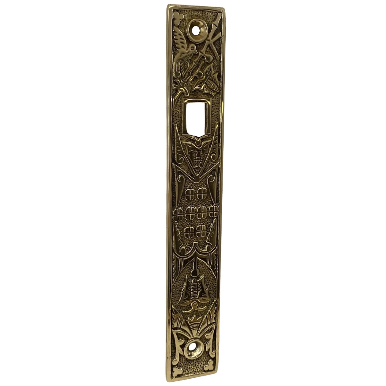 hummingbird motif pocket door lock set in solid brass
