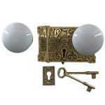 ornate solid brass door rim lock old victorian style