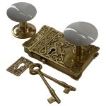 ornate solid brass door rim lock old victorian style