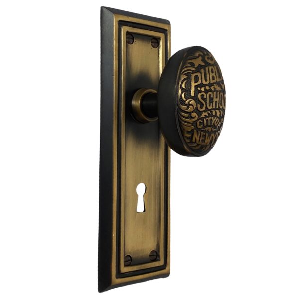 the williamsburg passage set in highlighted bronze with new york door knobs